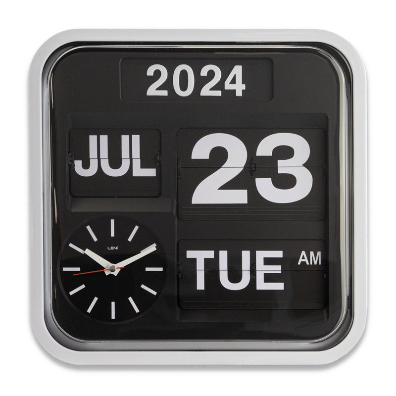 Black Leni Bankers Clock with Calendar (32x32cm)