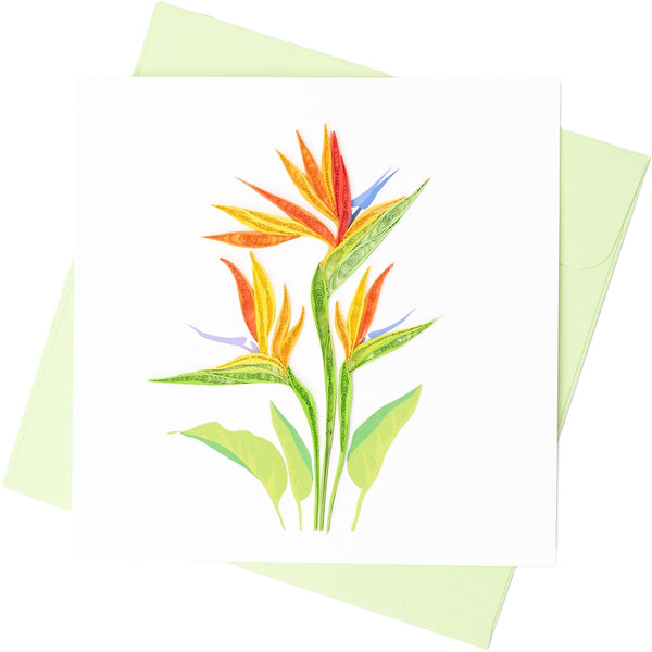 Quilled Bird of Paradise Flower Greeting Card (15x15cm)