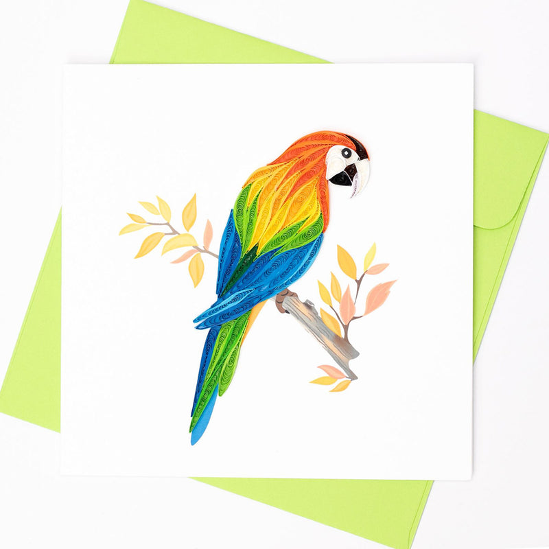 Quilled Parrot Greeting Card (15x15cm)