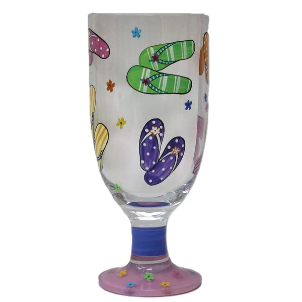 Flip Flop Hand-Painted Long Drinking Glass