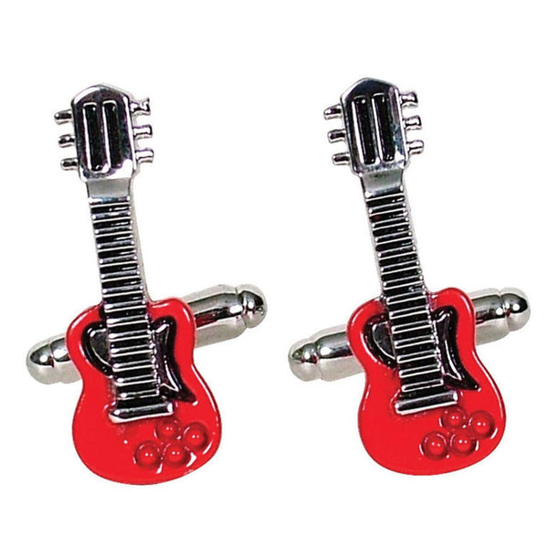 Guitar Button Cufflinks (Red)