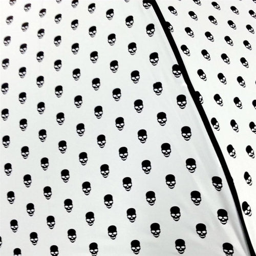 Umbrella with Black Skull Prints (White)