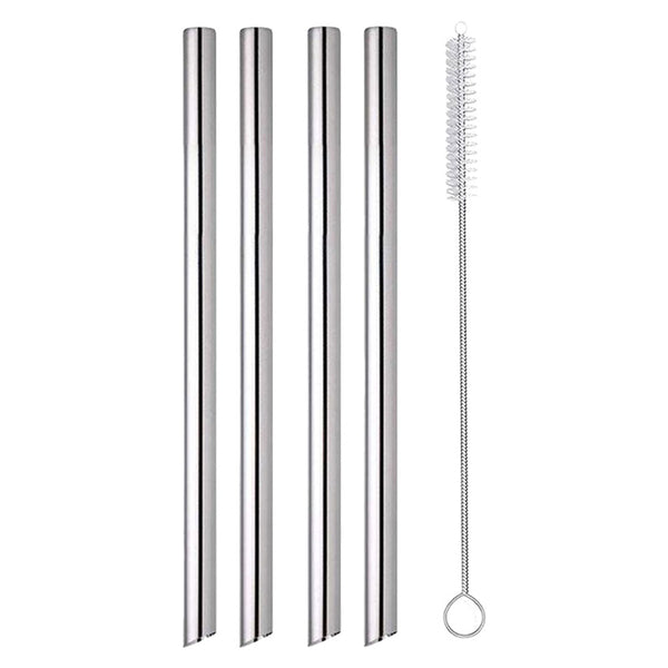 Appetito Stainless Steel Bubble Tea Straws with Brush 4pcs