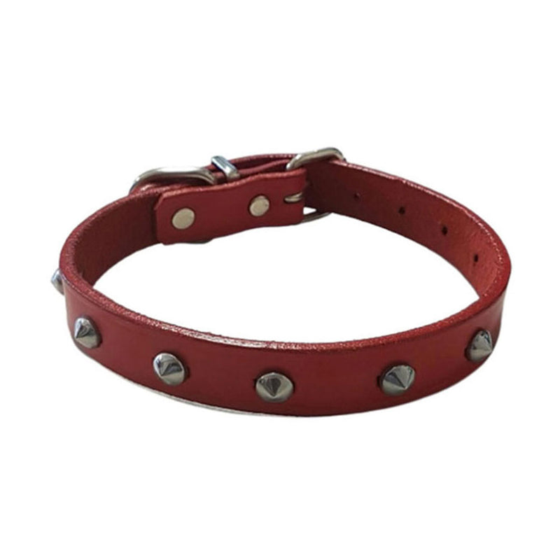 Leather Studded Collar (Red)