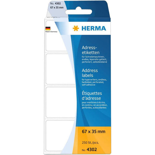 Herma Fanfolded Adress Labels White 250pc