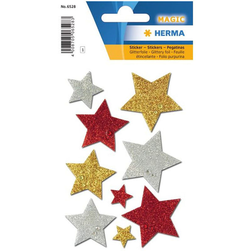 Herma Decor Multi-Coloured Stars Glittery Sticker