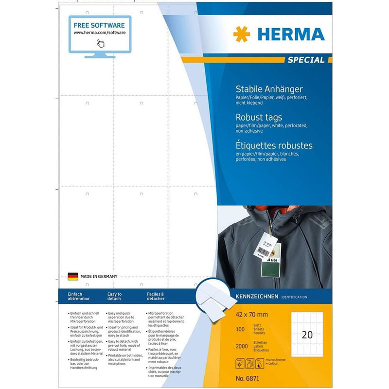 Herma Robust Perforated Tags A4 100pc