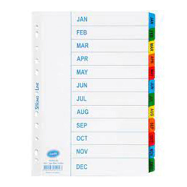 Bantex A4 Mylar Jan-Dec Index Divider