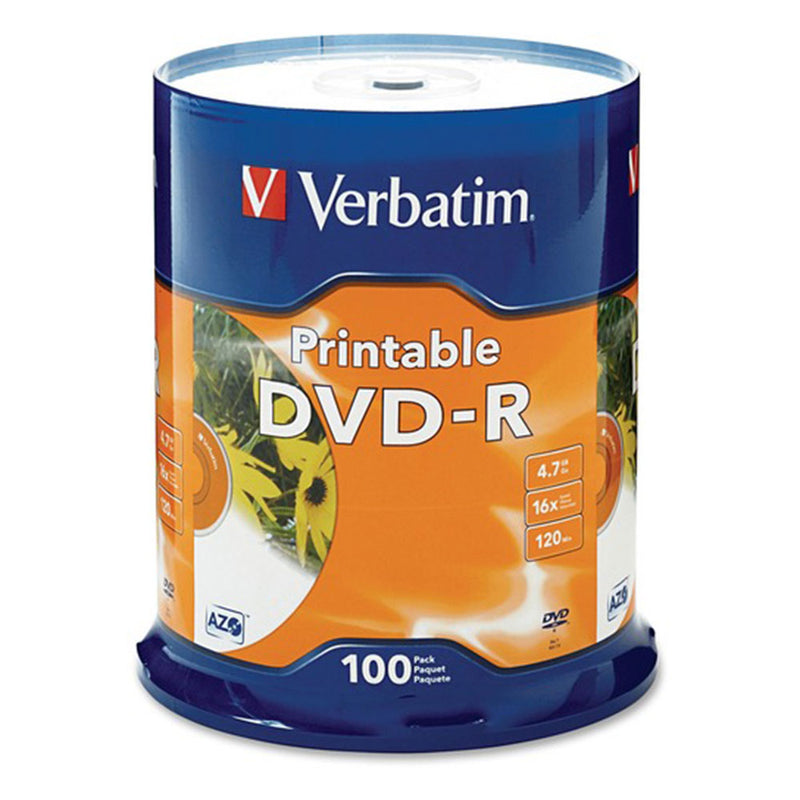 Verbatim Printable DVD-R 4.7gb 100pcs (White)