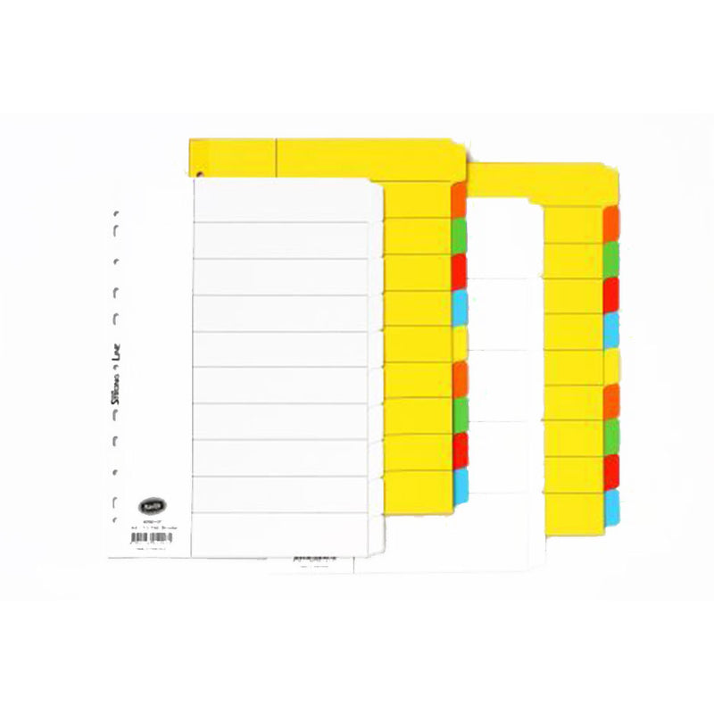 Bantex A4 Bright Colors Manilla 10 Tab Dividers