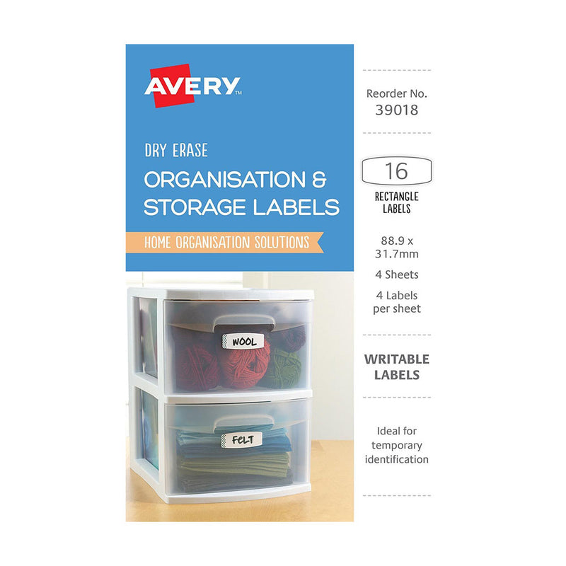 Avery Effacer les étiquettes 16pcs (89x32 mm)