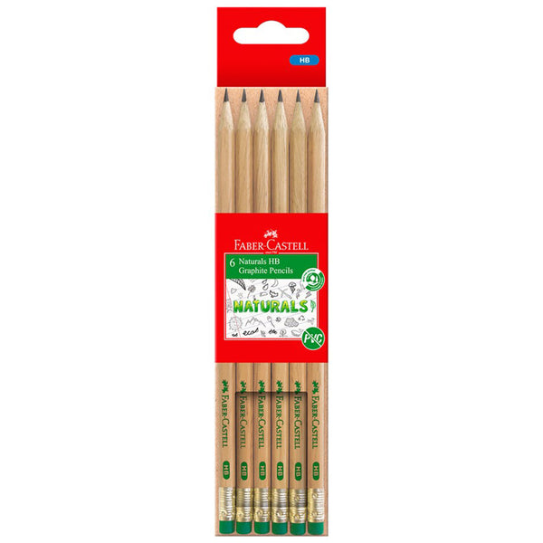 Faber-Castell Natural Eraser Tip HB Graphite Pencil 6pcs