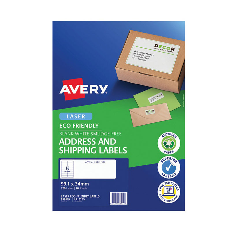 Étiquette d'expédition Avery Laser Eco Friendly 20pcs