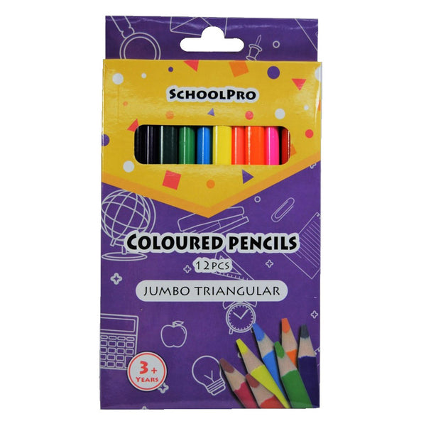 Schoolpro Jumbo Triangle Coloured Pencil (Box of 12)