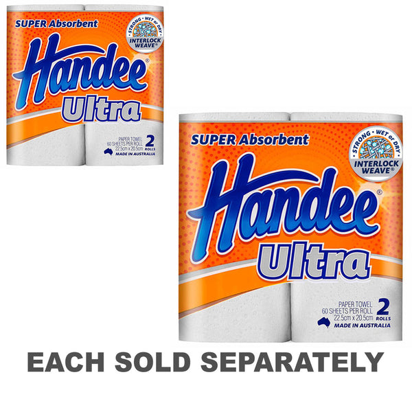 Handee 2-Ply Twin Pack Kitchen Paper Towel 60s