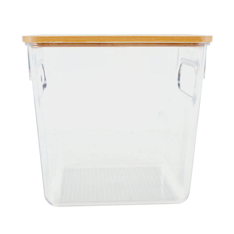 Storage Basket with Bamboo Lid (Clear)