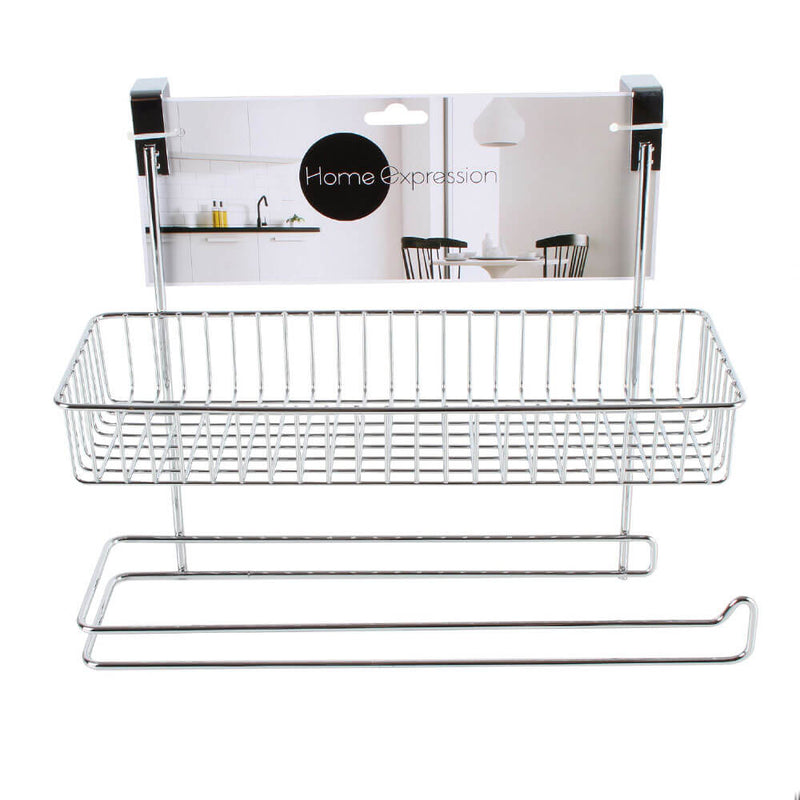 Over the Cupboard Paper Towel Holder w/ Basket (31x11x38cm)