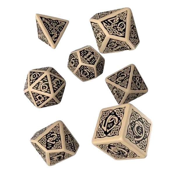 Q Workshop Revised Celtic Dice Set 7pcs (Beige & Black)