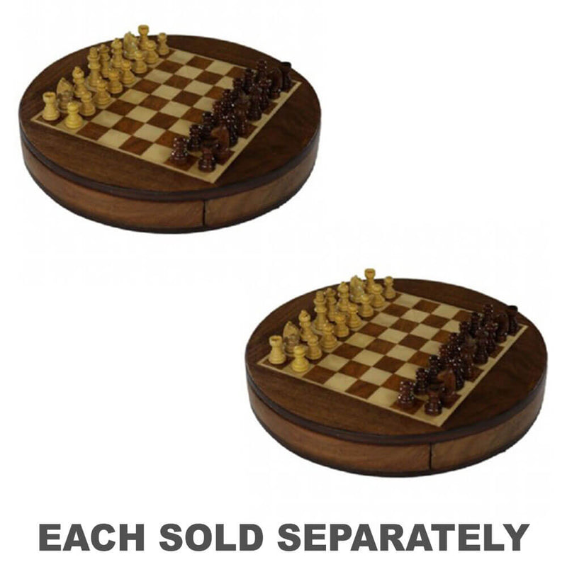 Beyton Magnetic Round Acacia Chess Set