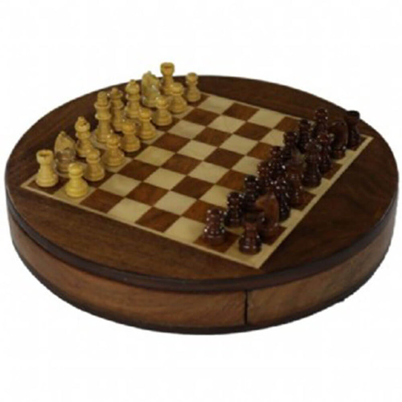 Beyton Magnetic Round Acacia Jeu d'échecs