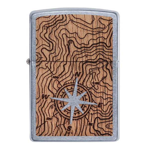 Zippo Woodchuck Compass Street Chrome Lighter