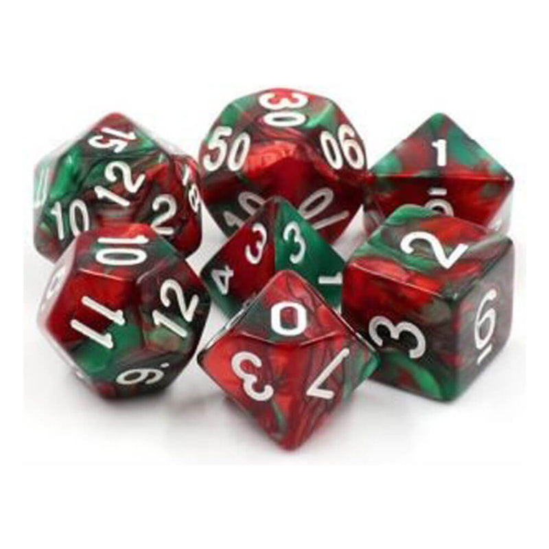 TMG Dice Hemogoblin Green/Red Fusion (Set of 7)