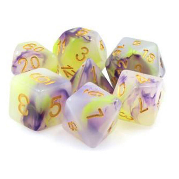 TMG Dice Lurking Violets Purple/White Jade Opaque (Set of 7)