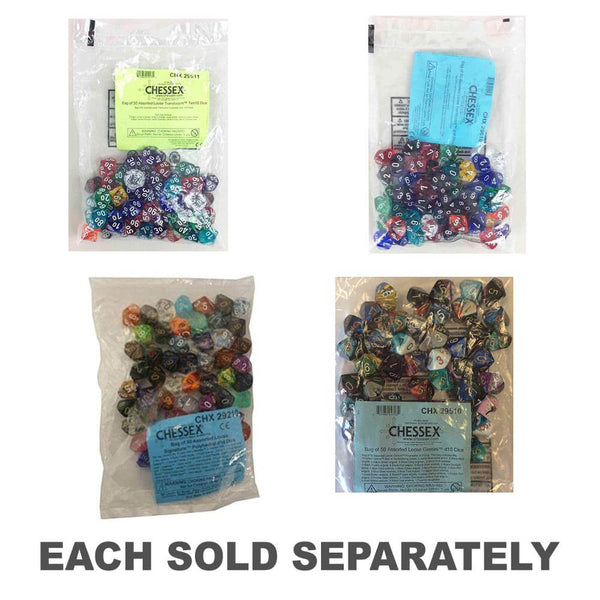 D10 Dice Assorted Loose Polyhedral (50 Dice)