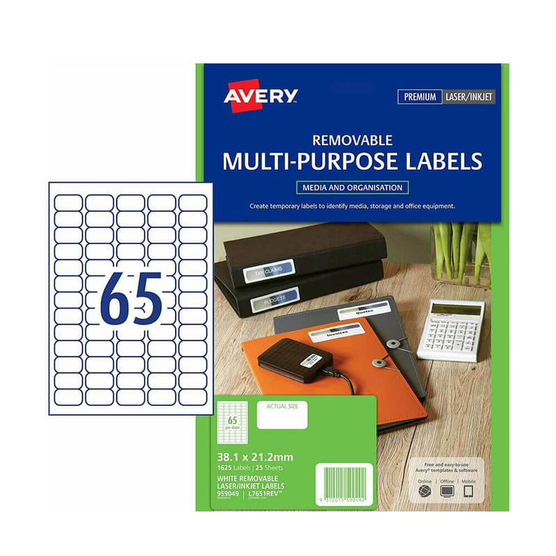 Avery Étiquette d'adresse laser 25pk (65/feuille)