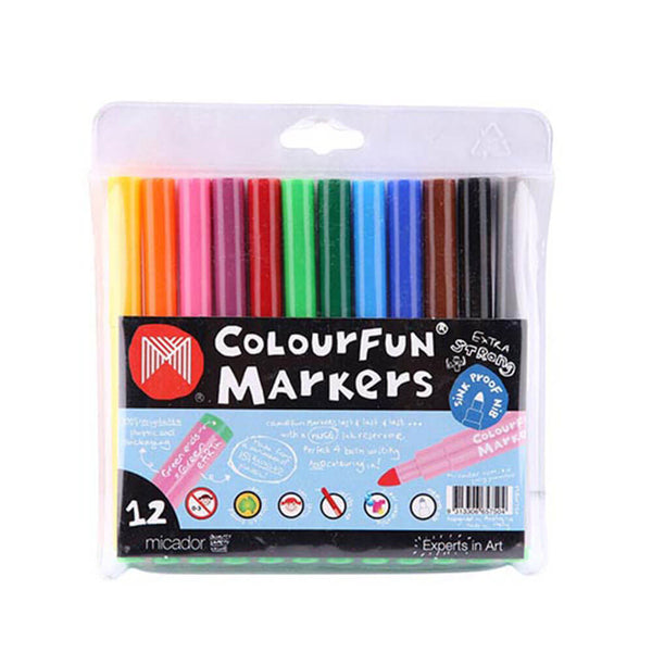 Micador Colourfun Marker Medium Point Assorted Wallet of 12