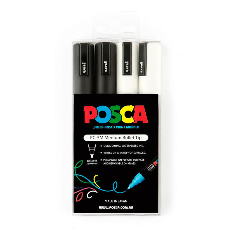 Uni Posca 2.5mm Tip Marker Assorted (4pk)